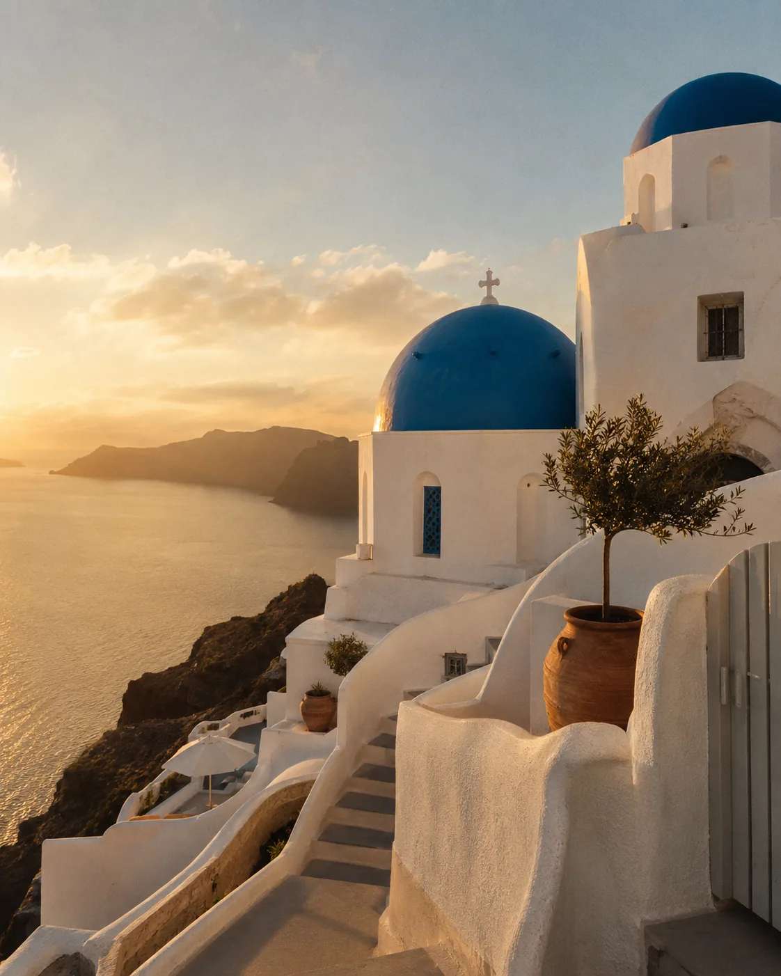 Casa Lume, a whitewashed cliff house in the Cyclades