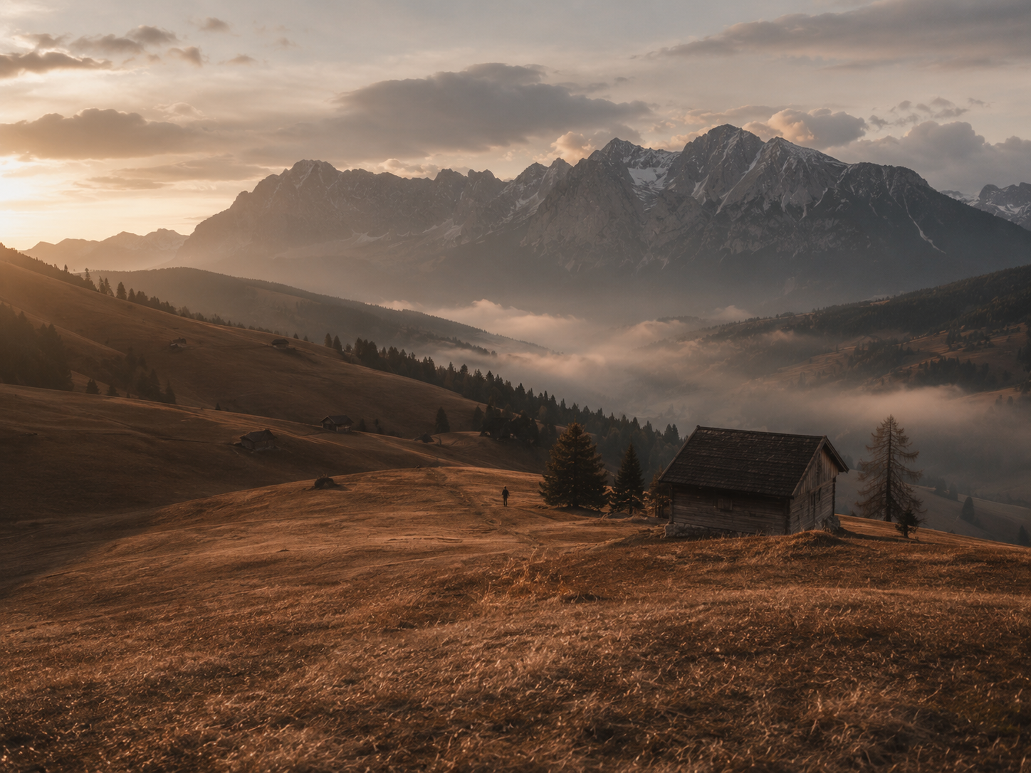 A snowy off-season alpine valley
