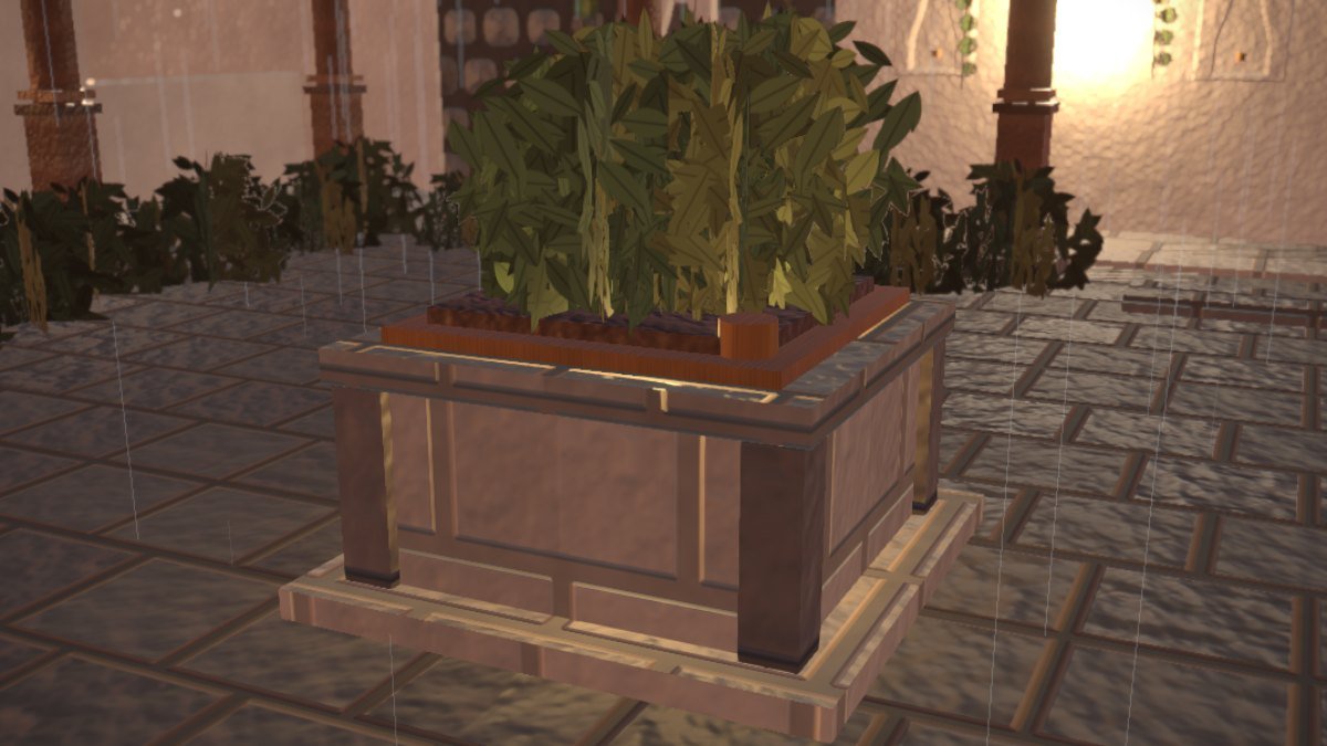 AANGAN — the tulsi vrindavan at the centre of the courtyard, rain falling