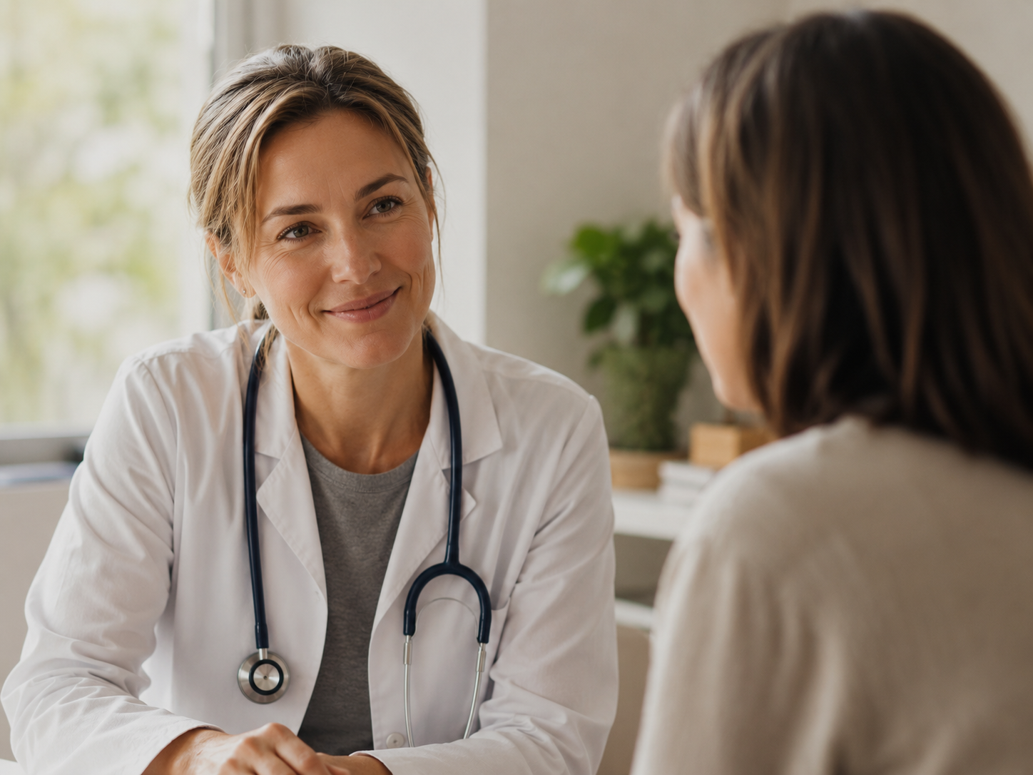 A Vera physician listening closely during an unhurried visit with a patient