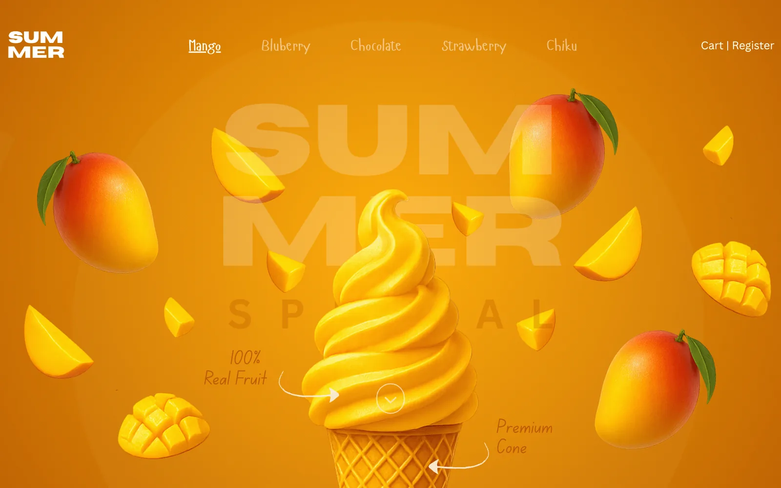 Summer · premium ice cream brand landing page
