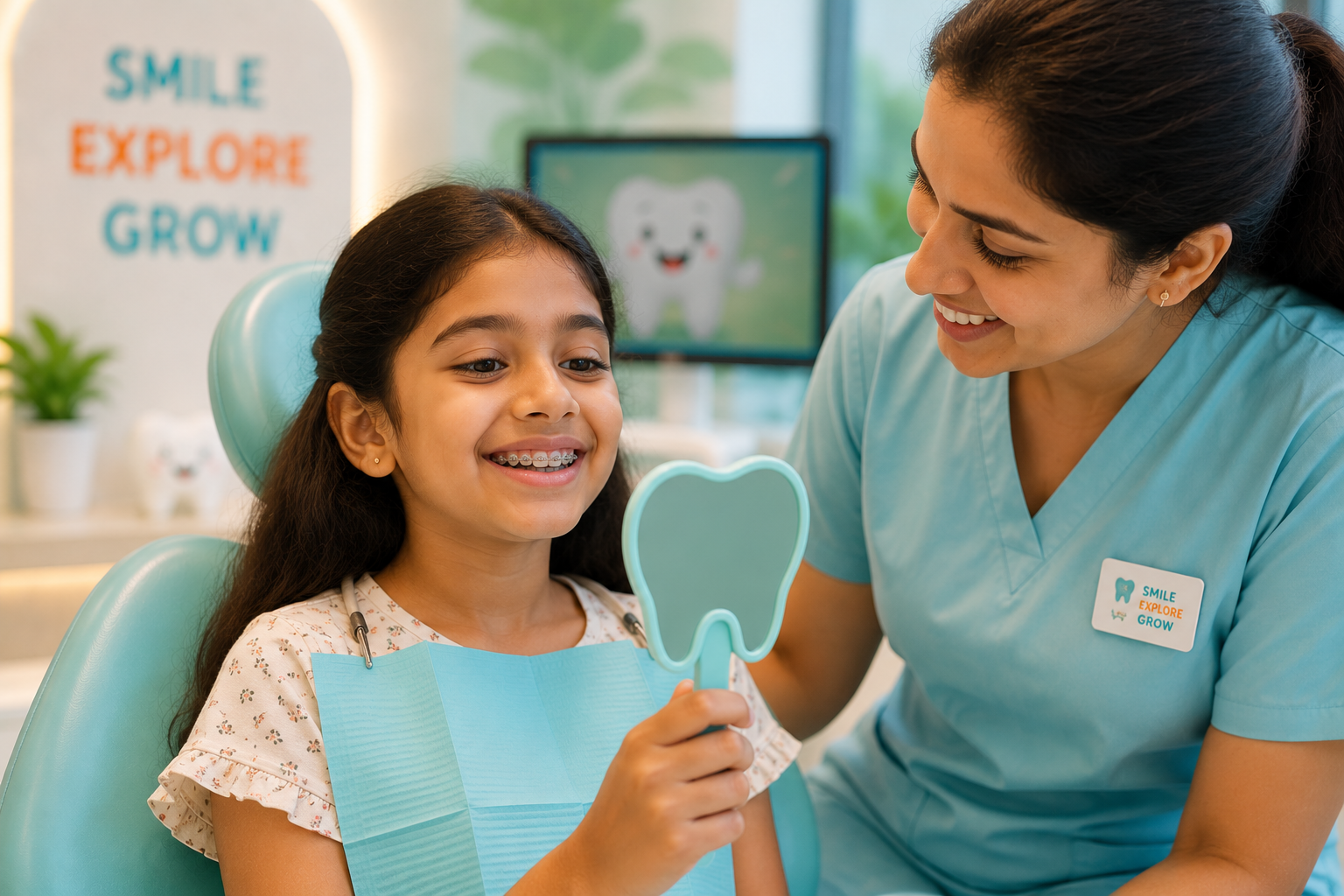 A child trying friendly braces